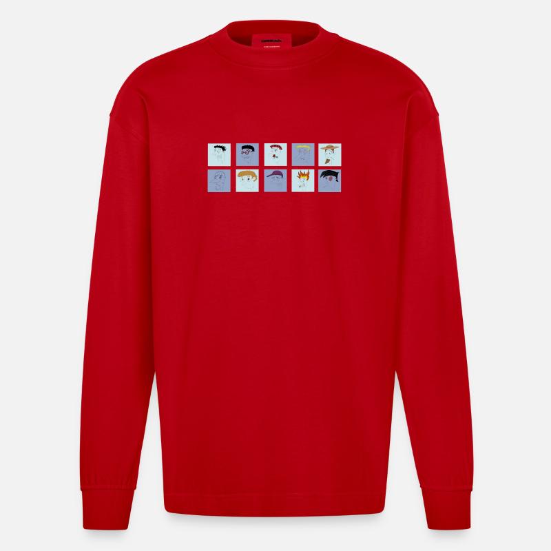 Sammlung gestresster Männer - Heavyweight Oversized Organic Langarmshirt Made in EU - Rot