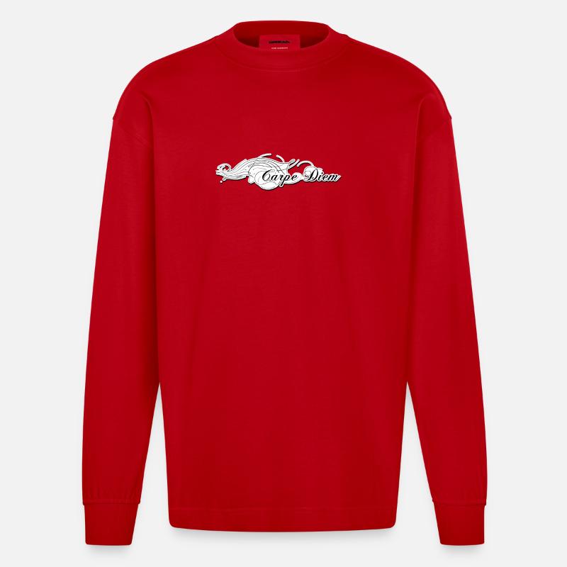 Carpe Diem - Heavyweight Oversized Organic Langarmshirt Made in EU - Rot