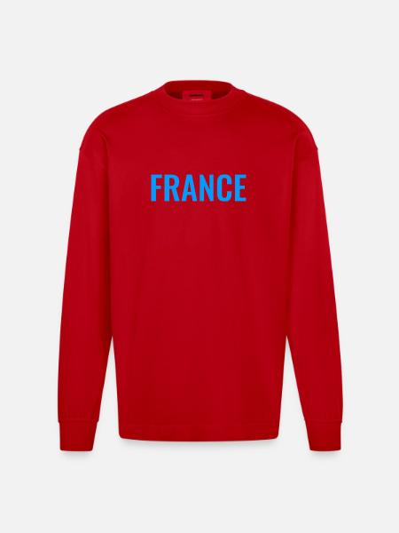 France Blue - Heavyweight Oversized Organic Longsleeve Shirt Made in EU - red