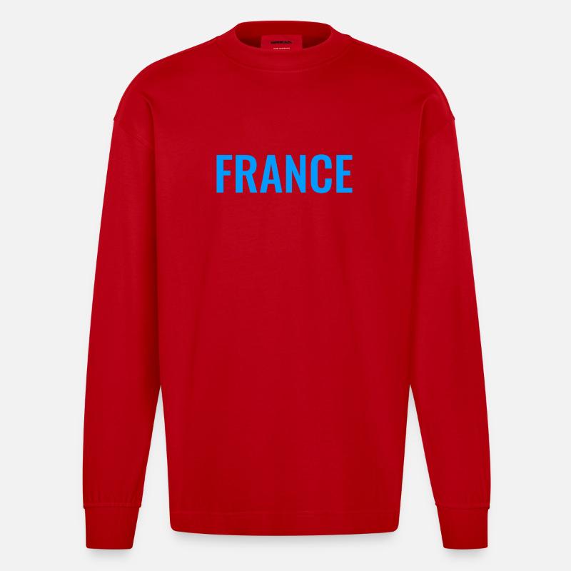 France Bleu - Manches longues bio épais oversize fabriqué en UE - rouge