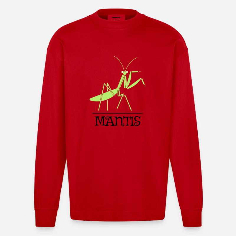 Gottesanbeterin – Mantis Insekt Natur - Heavyweight Oversized Organic Langarmshirt Made in EU - Rot