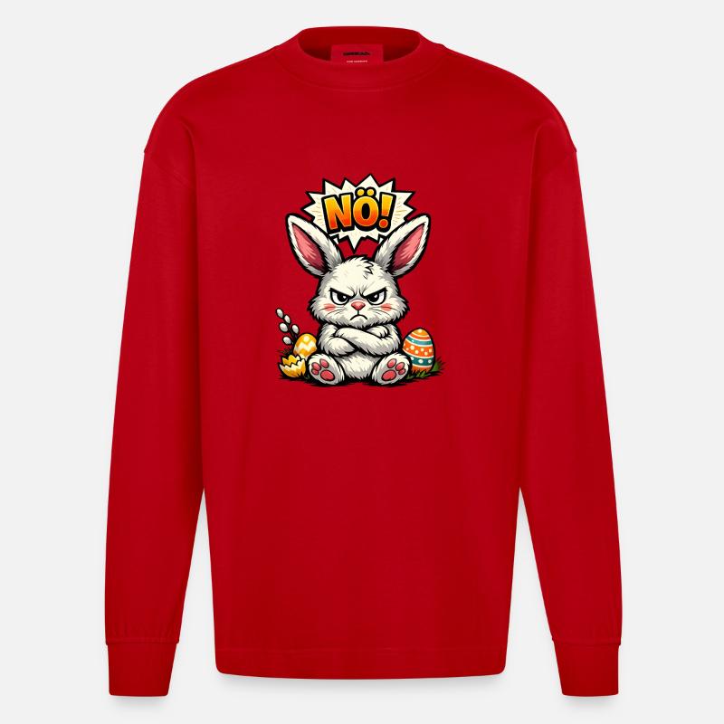 Lower Austrian Bunny Easter Gift - Heavyweight Oversized Organic Longsleeve Shirt Made in EU - red
