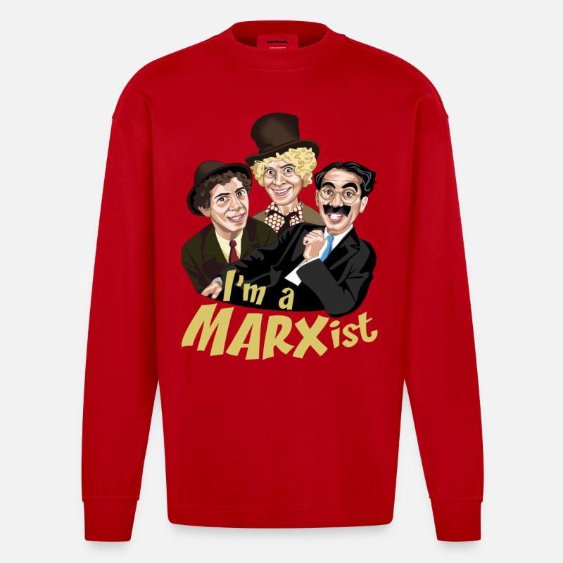 Ich bin MARXist - Heavyweight Oversized Organic Langarmshirt Made in EU - Rot