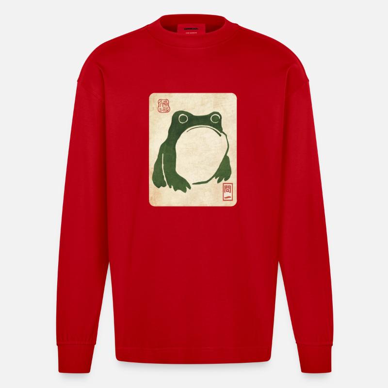 Grumpy Frog (Matsumoto Hoji) - Heavyweight Oversized Organic Langarmshirt Made in EU - Rot