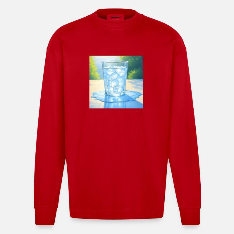 Ein Eis in der Sonne - Heavyweight Oversized Organic Langarmshirt Made in EU - Rot