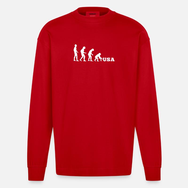États-Unis Evolution à l’envers - Manches longues bio épais oversize fabriqué en UE - rouge