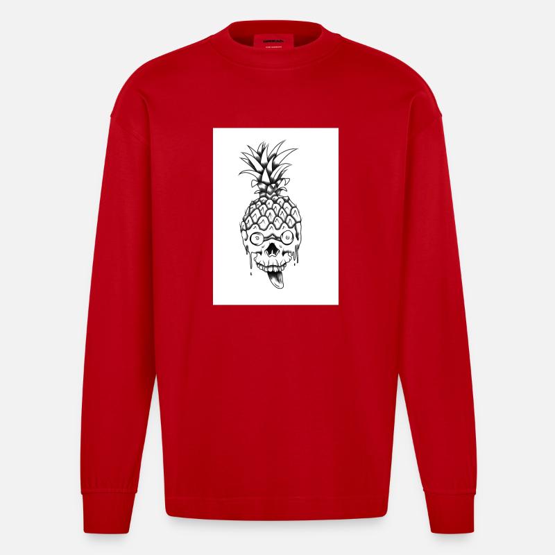 Crazy Pineapple - Heavyweight Oversized Organic Langarmshirt Made in EU - Rot