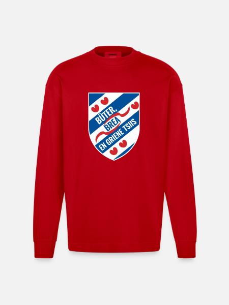 Bûter, Brea and Griene Tsiis shield - Heavyweight Oversized Organic Longsleeve Shirt Made in EU - red