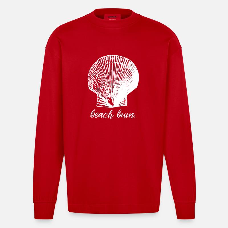 Plage Bum Shell - Mermaid - Manches longues bio épais oversize fabriqué en UE - rouge