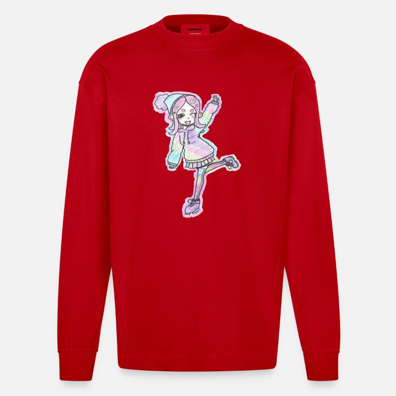 Inkling Mädchen | Pink | Splatoon - Heavyweight Oversized Organic Langarmshirt Made in EU - Rot