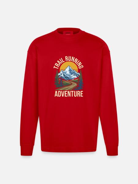 Trailrunning-Abenteuer - Heavyweight Oversized Organic Langarmshirt Made in EU - Rot