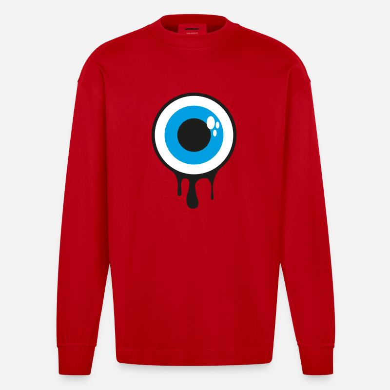 Dripping Eye - Heavyweight Oversized Organic Langarmshirt Made in EU - Rot