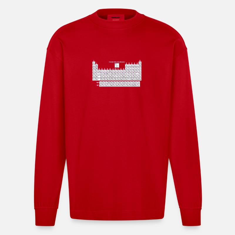 Periodensystem der Elemente - Heavyweight Oversized Organic Langarmshirt Made in EU - Rot