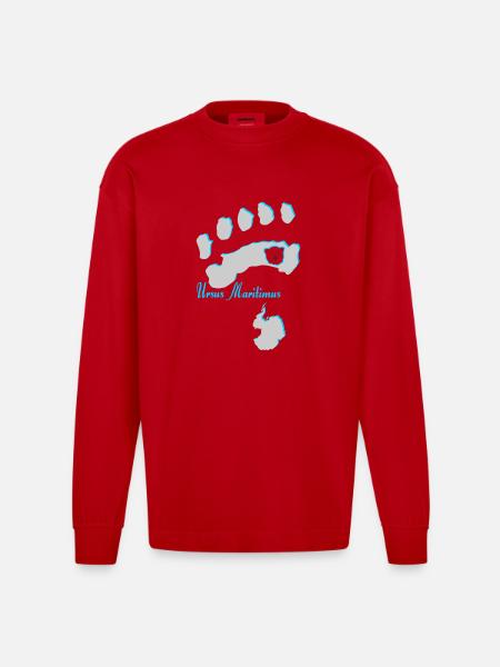 Eisbär 7 - Heavyweight Oversized Organic Langarmshirt Made in EU - Rot