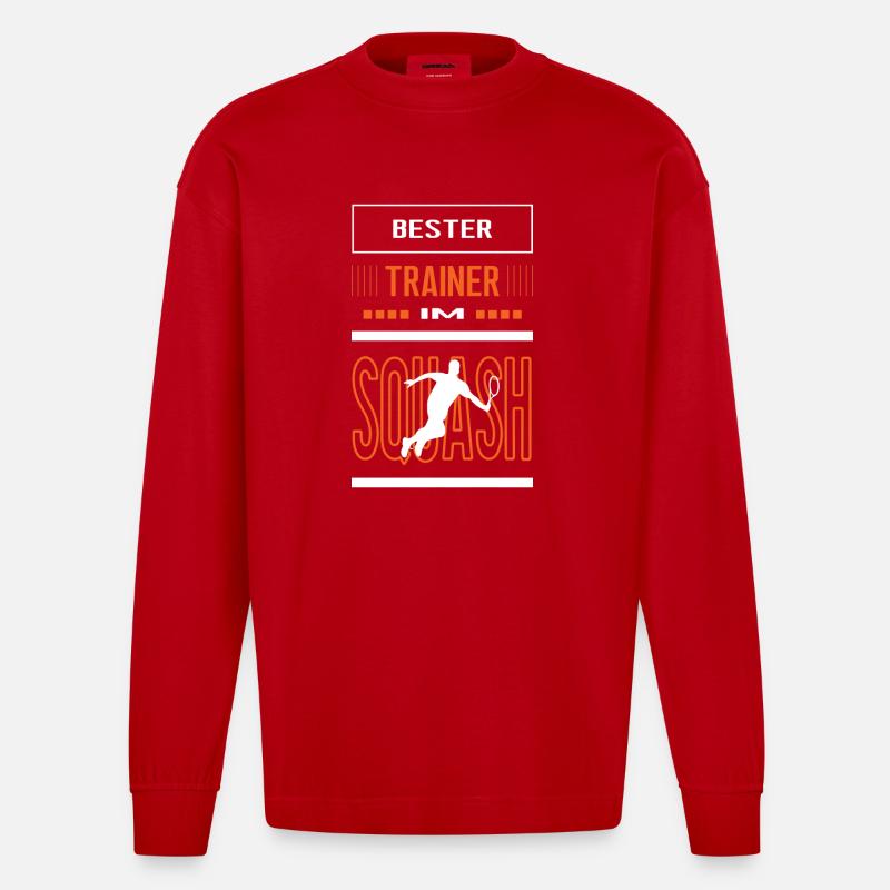 Bester Squash Trainer Squashtrainer Training - Heavyweight Oversized Organic Langarmshirt Made in EU - Rot