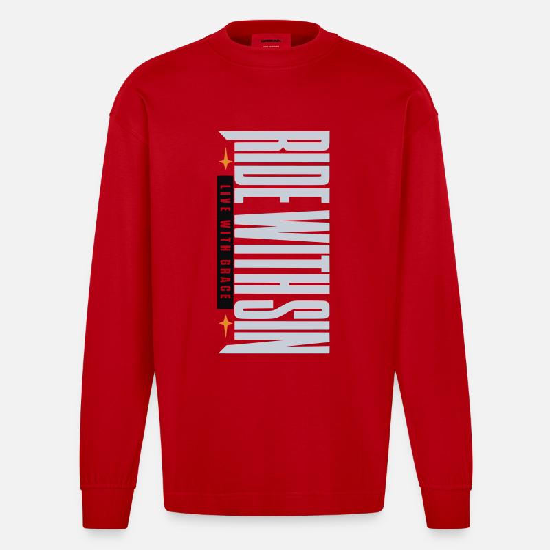 Sinners Live With Grace - Heavyweight Oversized Organic Langarmshirt Made in EU - Rot