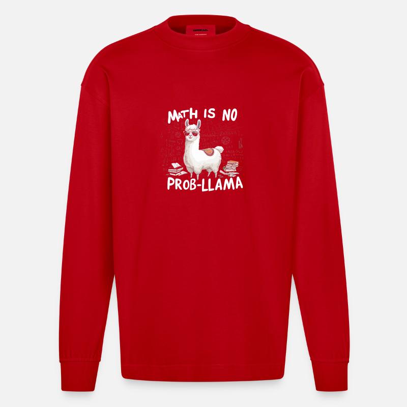 math is no prob-llama - Heavyweight Oversized Organic Longsleeve Shirt Made in EU - red