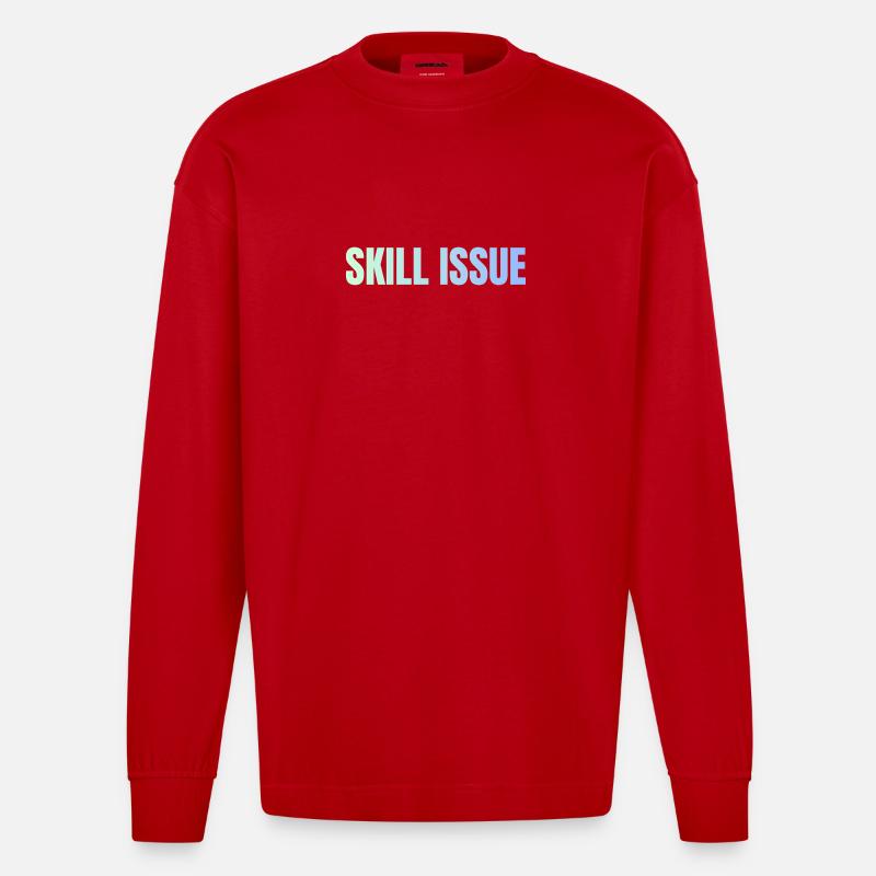 Skill Issue Gradient - Heavyweight Oversized Organic Langarmshirt Made in EU - Rot