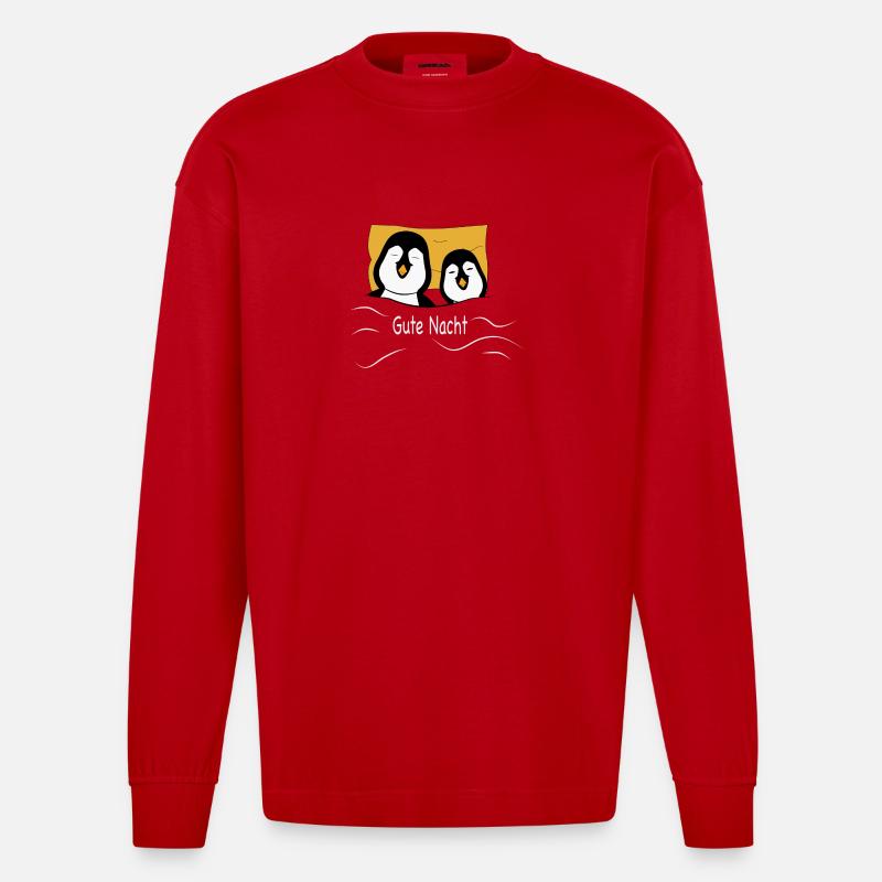 Müde Pinguine - Heavyweight Oversized Organic Langarmshirt Made in EU - Rot