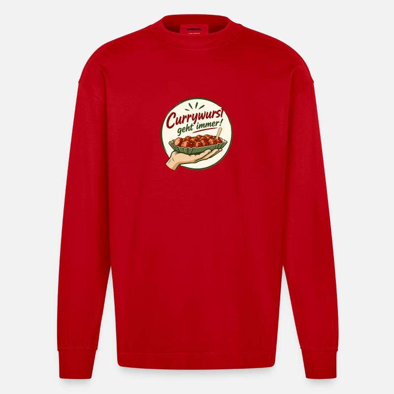 curry - Heavyweight Oversized Organic Langarmshirt Made in EU - Rot