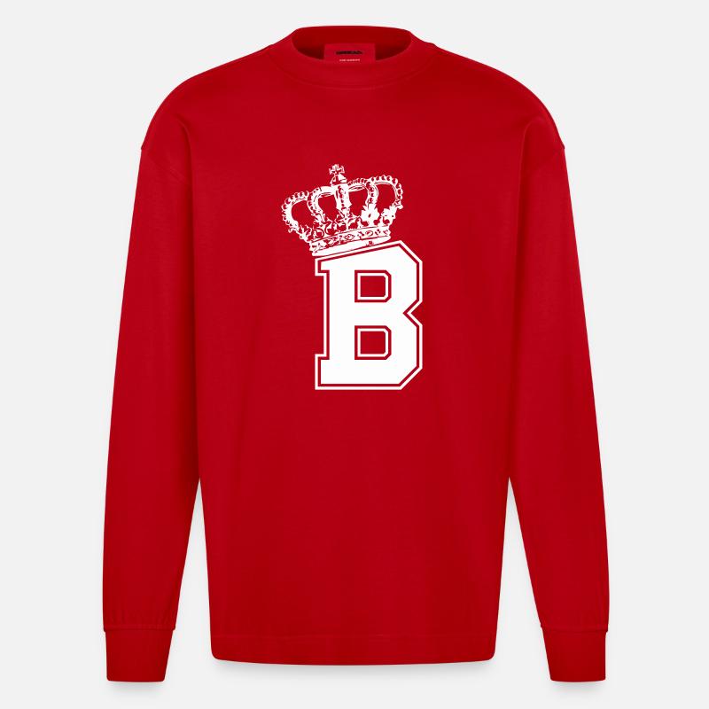 Buchstabe B King - Heavyweight Oversized Organic Langarmshirt Made in EU - Rot