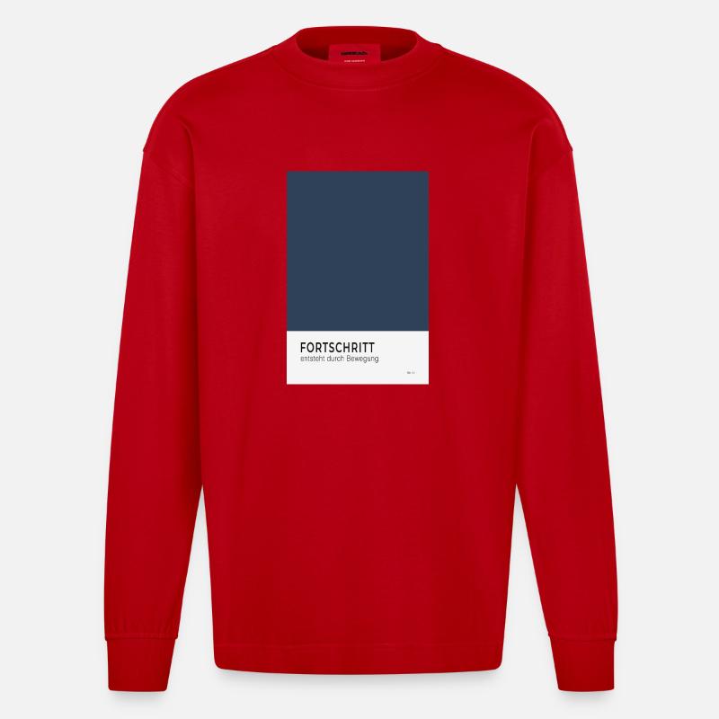 Fortschritt entsteht durch Bewegung Poster - Heavyweight Oversized Organic Langarmshirt Made in EU - Rot