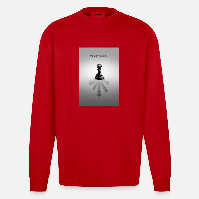 Master Yourself Minimal Mindset Design - Heavyweight Oversized Organic Langarmshirt Made in EU - Rot