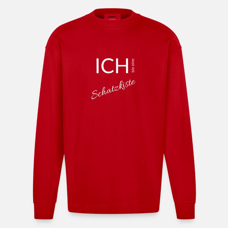 Ich bin eine Schatzkiste - Heavyweight Oversized Organic Langarmshirt Made in EU - Rot