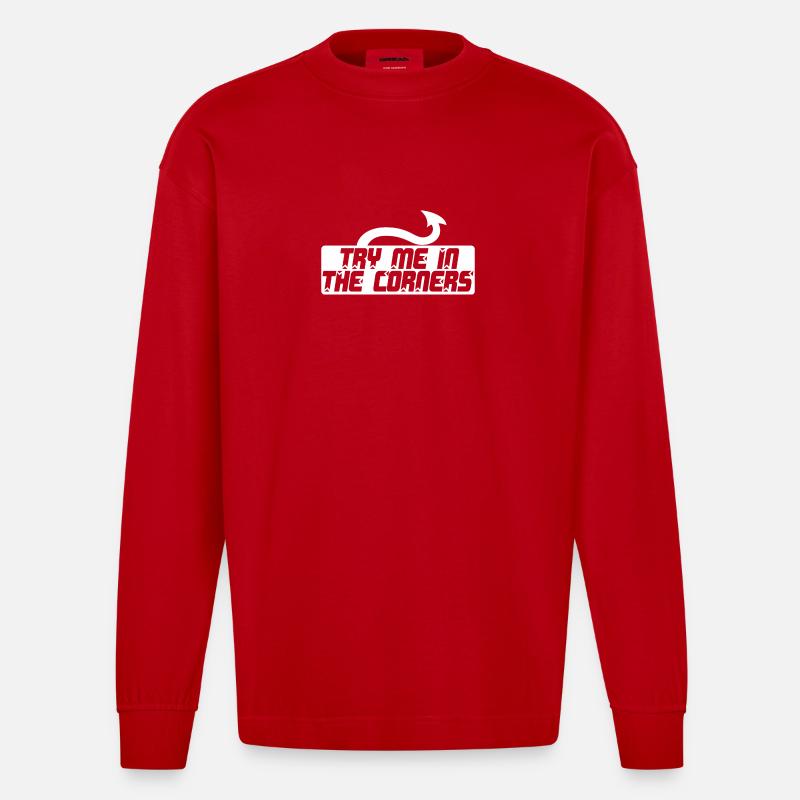 TrymeintheCorner - Heavyweight Oversized Organic Langarmshirt Made in EU - Rot