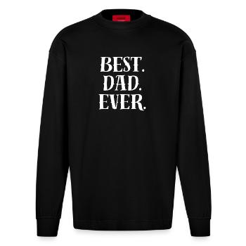 Déclaration du meilleur papa - Manches longues bio épais oversize fabriqué en UE - SOLID BLACK - Devant