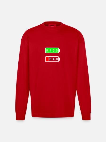 dad kids white - Heavyweight Oversized Organic Longsleeve Shirt Made in EU - red