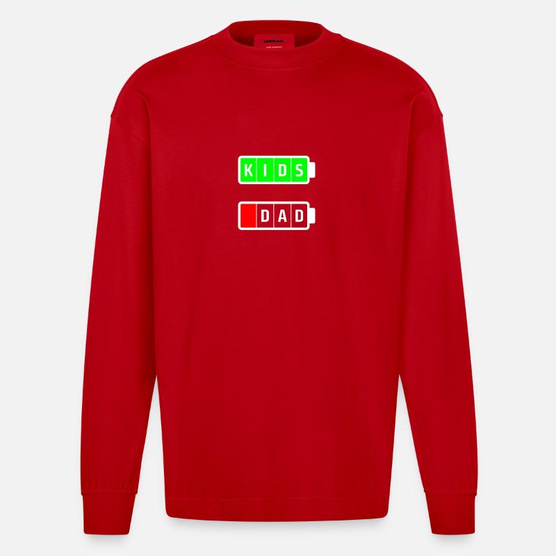 dad kids white - Heavyweight Oversized Organic Langarmshirt Made in EU - Rot