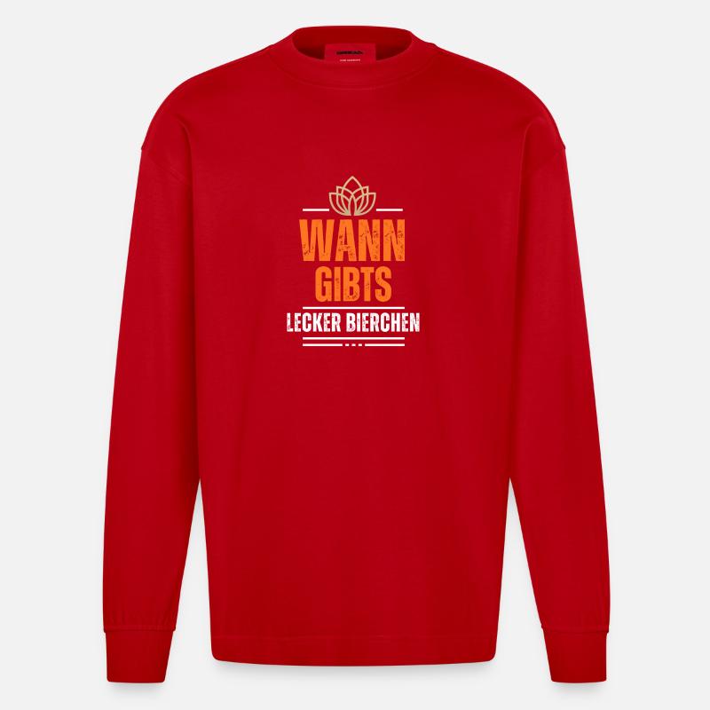 Wann gibt's Lecker Bierchen - Heavyweight Oversized Organic Langarmshirt Made in EU - Rot
