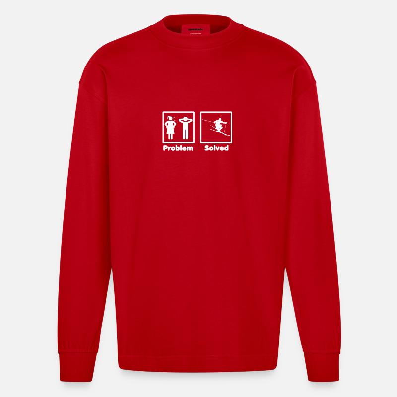 problem solved skiing ski - Heavyweight Oversized Organic Langarmshirt Made in EU - Rot