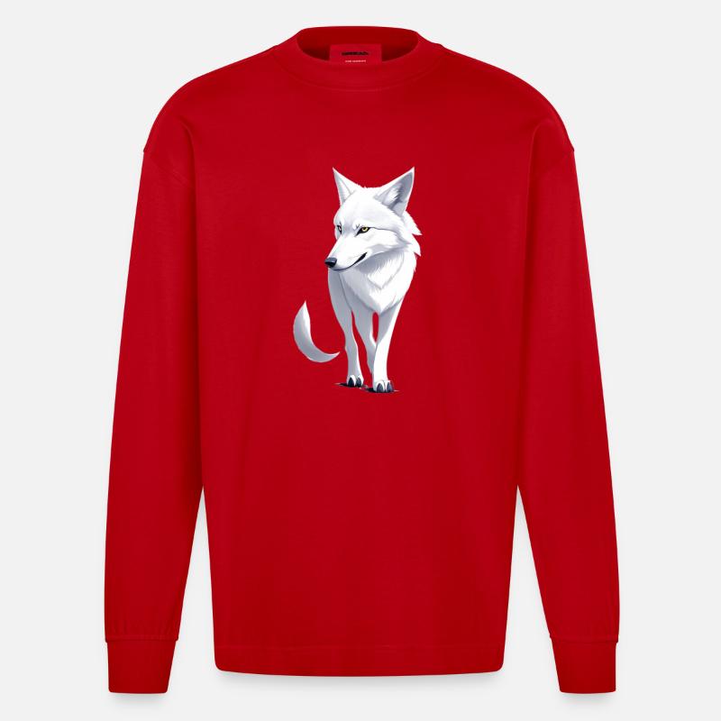 Weißer Wolf - Heavyweight Oversized Organic Langarmshirt Made in EU - Rot