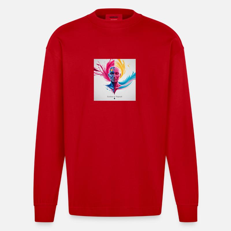 Evolve or repeat - Heavyweight Oversized Organic Langarmshirt Made in EU - Rot