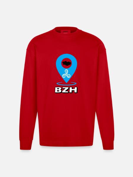 Triskel Breizh Blue - Heavyweight Oversized Organic Longsleeve Shirt Made in EU - red