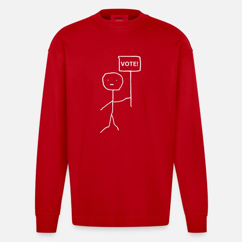 wählen - Englisch - Heavyweight Oversized Organic Langarmshirt Made in EU - Rot