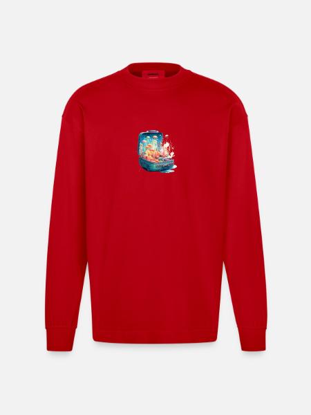 en koffert full av maneter - Jelly Adventure - Heavyweight Oversized Organic langermet T-skjorte produsert i EU - rød