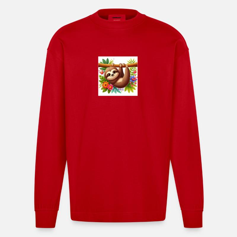 Faultier - Heavyweight Oversized Organic Langarmshirt Made in EU - Rot
