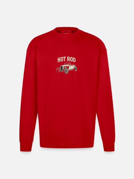 Hot Rod Classic Print - Heavyweight Oversized Organic Longsleeve Shirt Made in EU - red