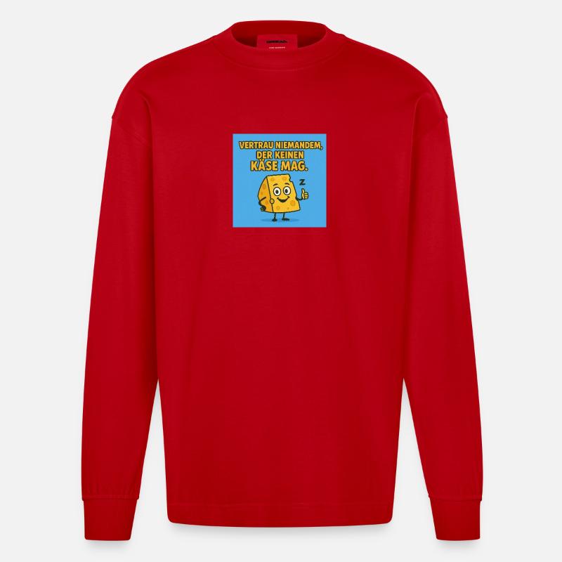 vertrau niemand - Heavyweight Oversized Organic Langarmshirt Made in EU - Rot