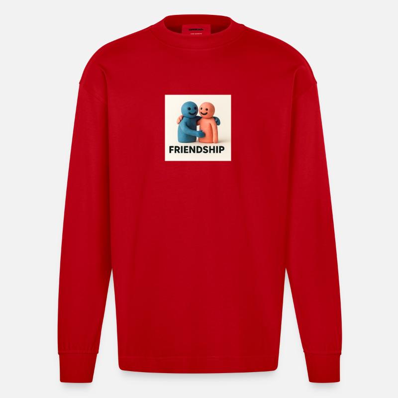 Liebenswerte Freundschaft Tonfiguren - Heavyweight Oversized Organic Langarmshirt Made in EU - Rot