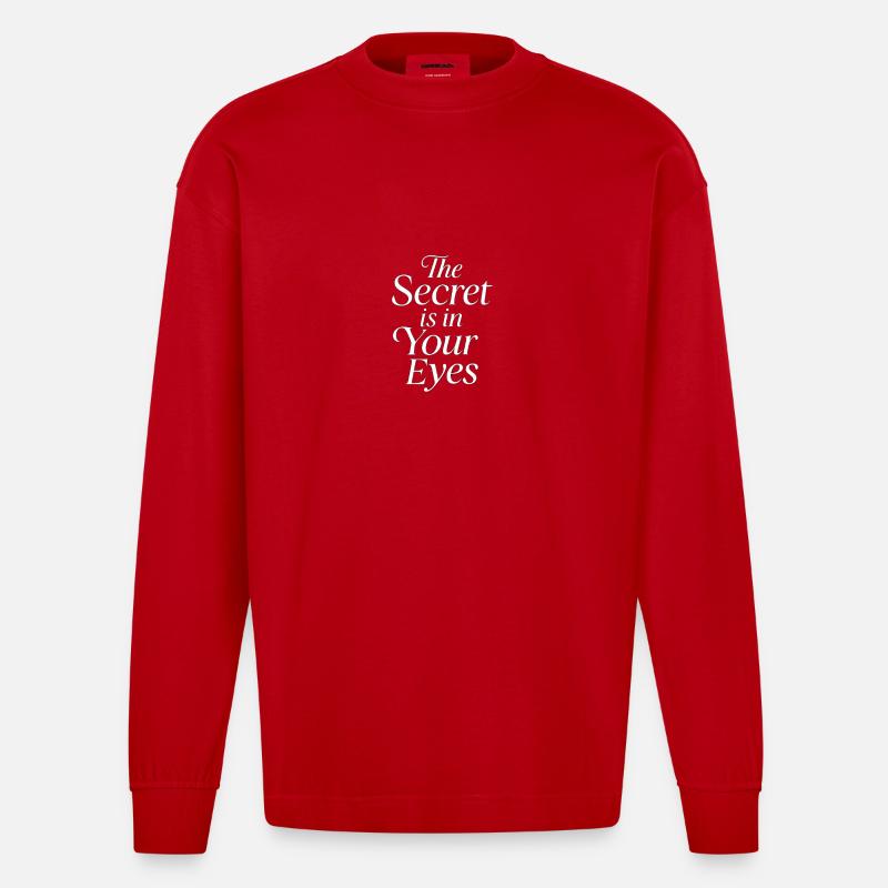 Conception du motif Secret Eyes - Manches longues bio épais oversize fabriqué en UE - rouge