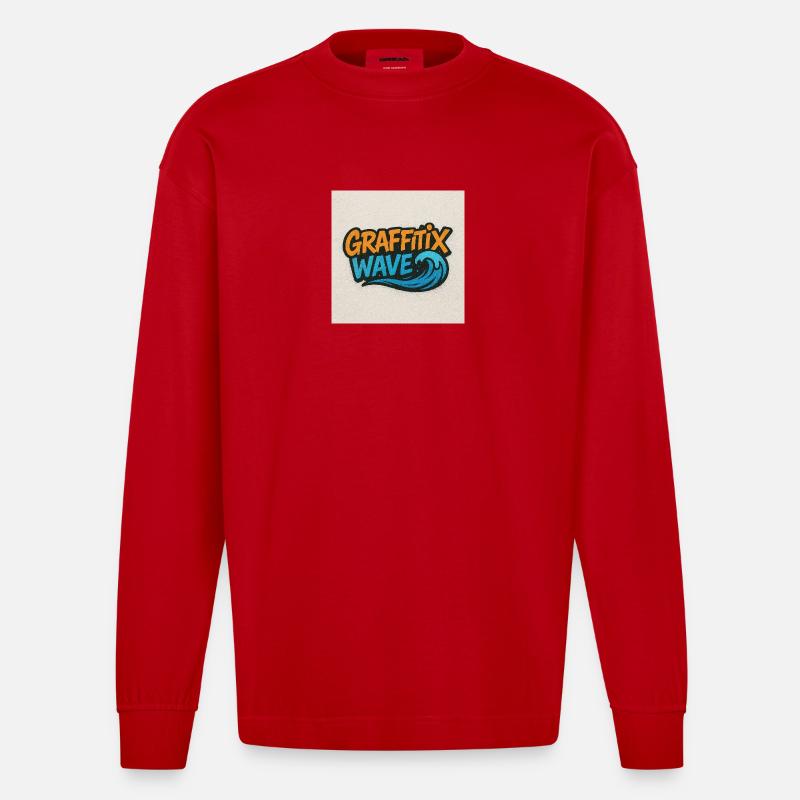 Graffitix Welle Graffiti Logo - Heavyweight Oversized Organic Langarmshirt Made in EU - Rot