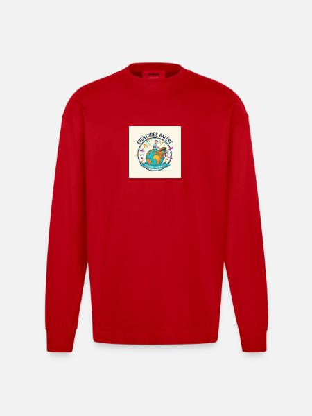 Avventure Galley World in azione - Maglia a maniche lunghe ecologica oversize Heavyweight Made in UE - rosso