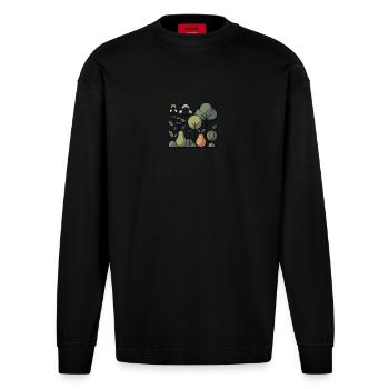 Abstract Fruit Garden - Heavyweight Oversized Organic Longsleeve Shirt Made in EU - SOLID BLACK - Front