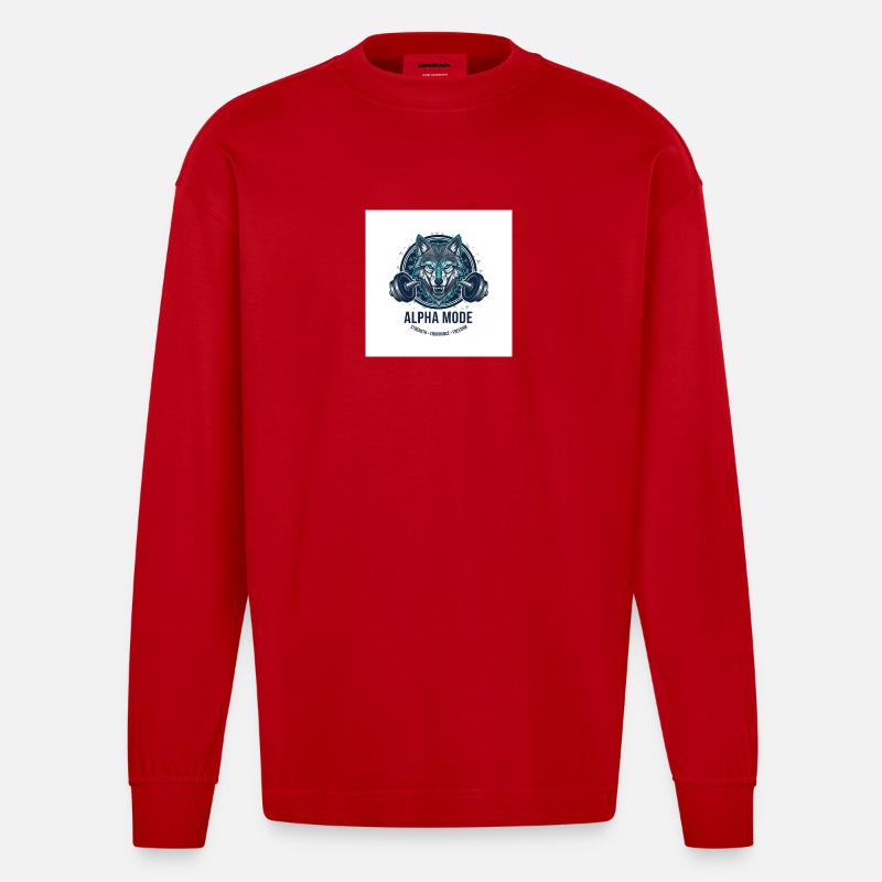 ALPHA_MODE_WOLF - Manches longues bio épais oversize fabriqué en UE - rouge