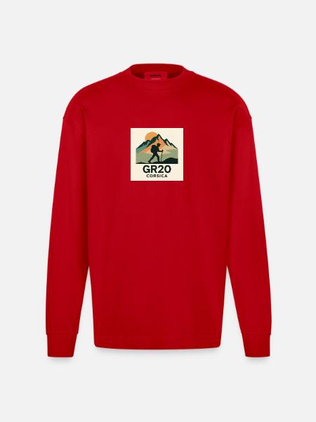 GR 20 KORSIKA - Heavyweight Oversized Organic Langarmshirt Made in EU - Rot