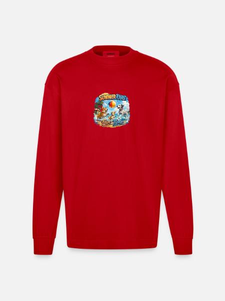 Summertime: Dogs playing on the beach - Heavyweight Oversized Organic Longsleeve Shirt Made in EU - red
